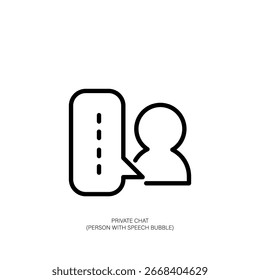 Private Chat Icon Person with Speech Bubble
