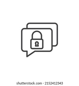 Das Symbol für eine private Chat-Nachricht. lineares Stilzeichen für mobiles Konzept und Webdesign. Chat Blase mit Schloss-Umriss Vektorsymbol. Symbol, Logo-Abbildung. Vektorgrafik