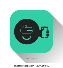 Private chat with phone button. Creative vision concept logo or icon vector elements design template for icon application mobile, button main screen phone. Vector flat style design with drop shadow.