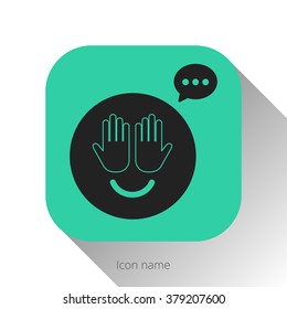 Private chat with smile button. Creative vision concept logo or icon vector elements design template for icon application mobile, button main screen phone. Vector flat style design with drop shadow.