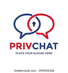 Private chat vector logo template. This design use keyhole in chat. Suitable for private conversation