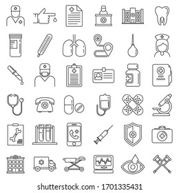 Private clinic hospital icons set. Outline set of private clinic hospital vector icons for web design isolated on white background