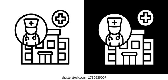Private Clinic Icon Set In Black And White Filled Style Collection
