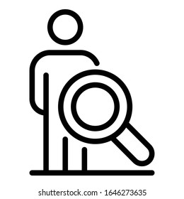 Private clinic search person icon. Outline private clinic search person vector icon for web design isolated on white background
