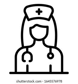 Private clinic woman doctor icon. Outline private clinic woman doctor vector icon for web design isolated on white background