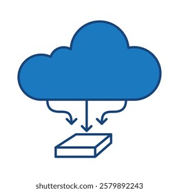 Private Cloud Blue Icon. Cloud Technology Editable Stroke Vector Illustration