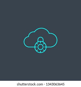 Private cloud concept blue line icon. Simple thin element on dark background. Private cloud concept outline symbol design. Can be used for web and mobile UI/UX