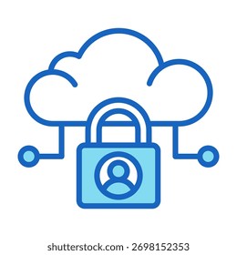 Icono de nube privada Ilustración vectorial de estilo de color azul