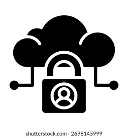 Private Cloud Icon Glyph Style Vector Illustration