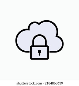 Icono de nube privada. Top Secret Data, Sensitive File Symbol - Vector.