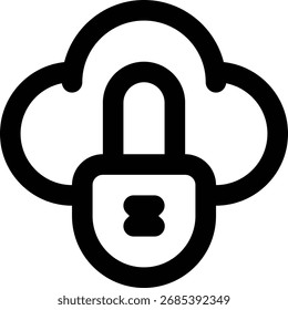 Private Cloud, Cloud Lock Outline Icon