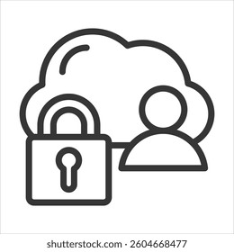 Private Cloud Outline Icon Vector Illustration