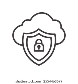 Private Cloud thin liner icon vector.