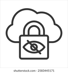 Private Cloud Unvisible Outline Icon Vector Illustration