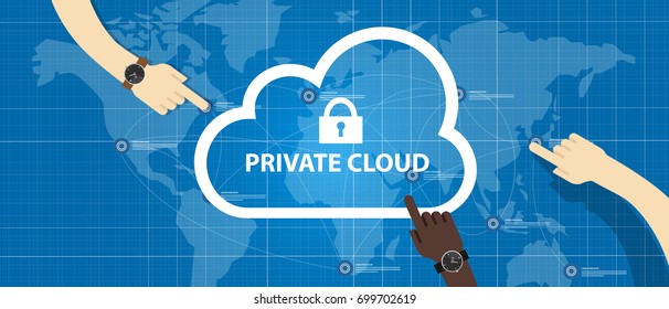 Private Cloud Within A Company Icon Of Secure Data Store Hand Managing 