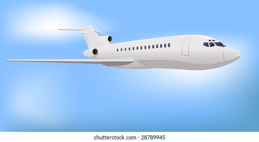 Private Commercial Jet Vector Illustration
