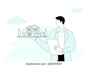 Private and commercial property market abstract concept vector illustration. Real estate agency, family house, house renovation, home ownership, property value, mortgage loan abstract metaphor.