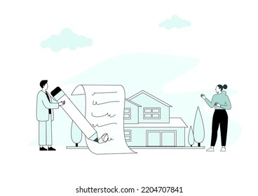 Private and commercial property market abstract concept vector illustration. Real estate agency, family house, house renovation, home ownership, property value, mortgage loan abstract metaphor.