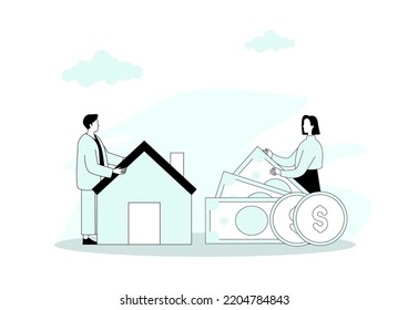 Private and commercial property market abstract concept vector illustration. Real estate agency, family house, house renovation, home ownership, property value, mortgage loan abstract metaphor.