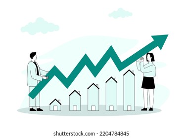 Private and commercial property market abstract concept vector illustration. Real estate agency, family house, house renovation, home ownership, property value, mortgage loan abstract metaphor.