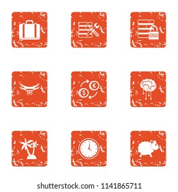 Private data icons set. Grunge set of 9 private data vector icons for web isolated on white background