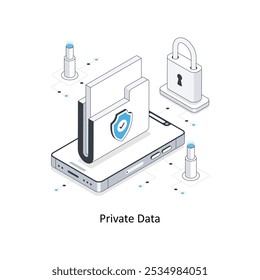 Private Data isometric stock illustration. EPS File stock illustration