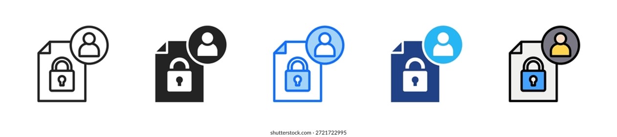 Conjunto de iconos de Propietaria de datos privados Colección de estilos múltiples