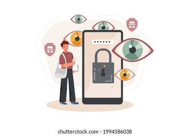 Private Data Protection Illustration concept. Flat illustration isolated on white background.