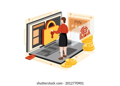 Private Data Protection Illustration concept. Flat illustration isolated on white background.
