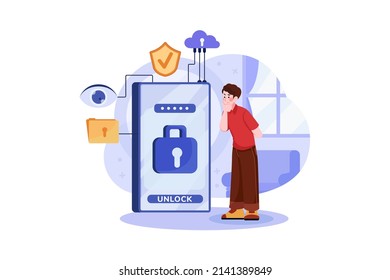 Private Data Protection Illustration concept. Flat illustration isolated on white background.
