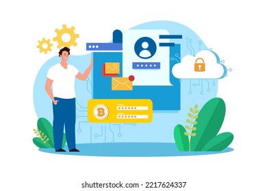 Private Data Protection Illustration concept on white background