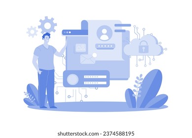 Private Data Protection Illustration concept on white background