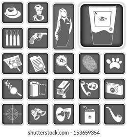 private detective buttons set