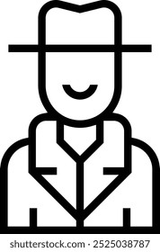 private detective icon. Thin linear style design isolated on white background