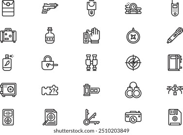 Private Detective Icons Collection ist eine Vektorgrafik mit editierbarem Strich.