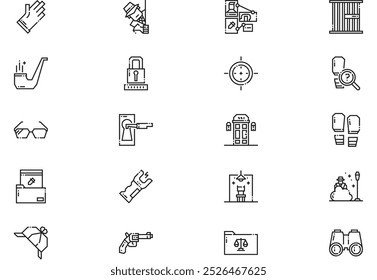 La colección de iconos de detectives privados es una Ilustración vectorial con trazo editable.