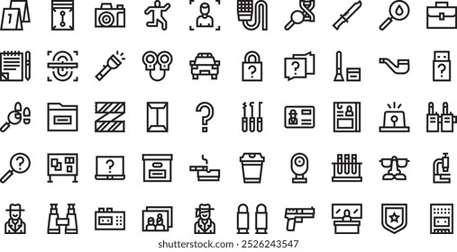 Private detective icons High-Quality Vector Icons Collection with Editable Stroke. Ideal for Professional and Creative Projects.