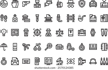 Private detective icons  High-Quality Vector Icons Collection with Editable Stroke. Ideal for Professional and Creative Projects.