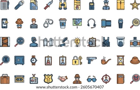 Private detective icons High-Quality Vector Icons Collection with Editable Stroke. Ideal for Professional and Creative Projects