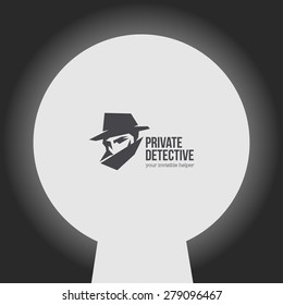 Private Detective Vector Logo With Slogan.