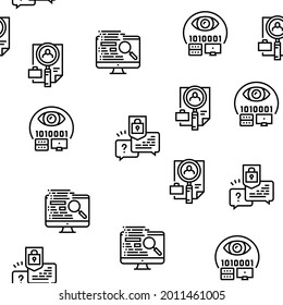 Private Detective Vector Seamless Pattern Thin Line Illustration