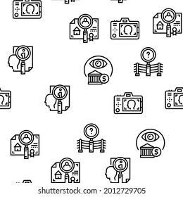 Private Detective Vector Seamless Pattern Thin Line Illustration