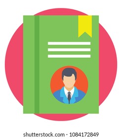 
Private diary with bookmark and picture, flat icon
