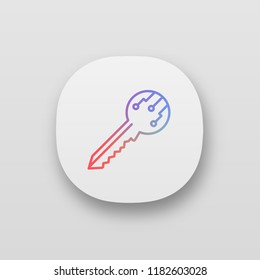 Private digital key app icon. Encryption key. UI/UX user interface. Web or mobile application. Vector isolated illustration