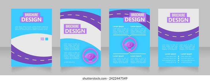 Private driver classes blank brochure design. Template set with copy space for text. Premade corporate reports collection. Editable 4 paper pages. Bebas Neue, Ebrima, Roboto Light fonts used