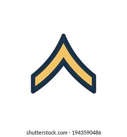 Private enlisted military rank stripe isolated icon. Vector United States armed forces army chevron, insignia of soldier staff. Chevron private E-2, PV-2 US military emblem, sign on police uniform