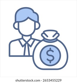 Ilustración vectorial de iconos azules de capital privado