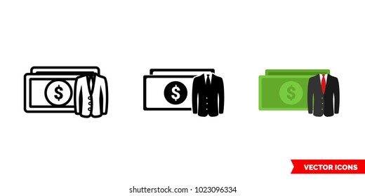 Private Equity Icon Of 3 Types: Color, Black And White, Outline. Isolated Vector Sign Symbol.