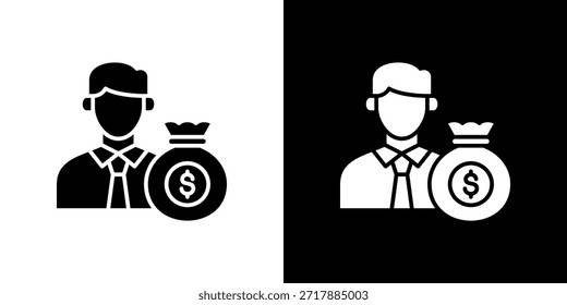 Icono de capital privado lleno en blanco y negro.