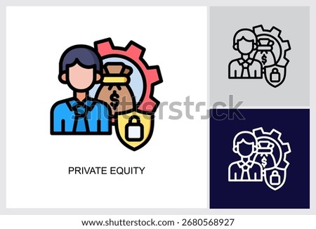 Private Equity icon Multi Style Vector Illustration